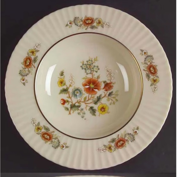 Lenox Temple Blossom Rim Soup Bowls Set of 4 Floral Gold Trim Fine China - Picture 3 of 12